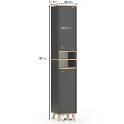 Colonne De Salle De Bains|Vicco Meuble de rangement de salle de bain Anthracite 30x174cm