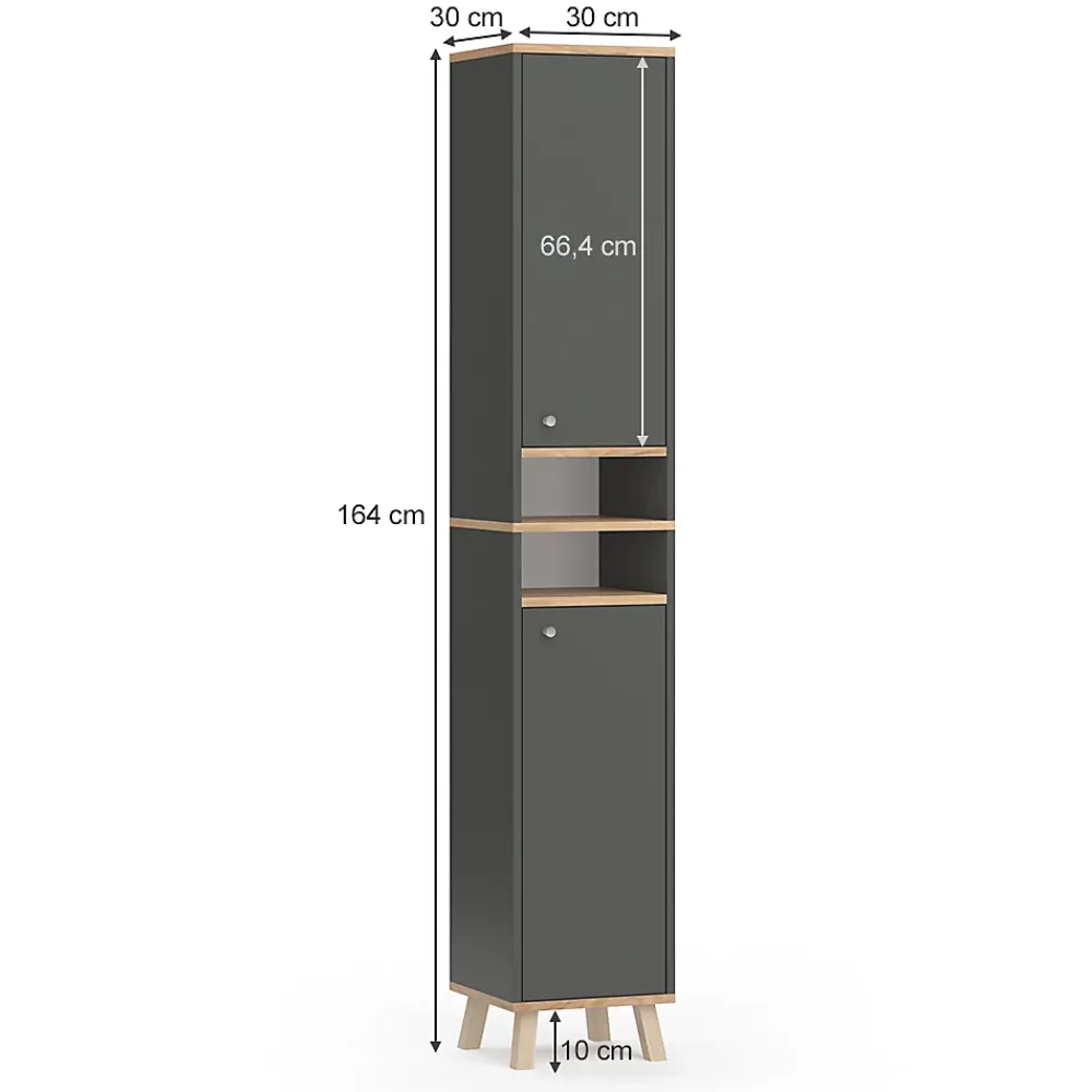 Colonne De Salle De Bains|Vicco Meuble de rangement de salle de bain Anthracite 30x174cm