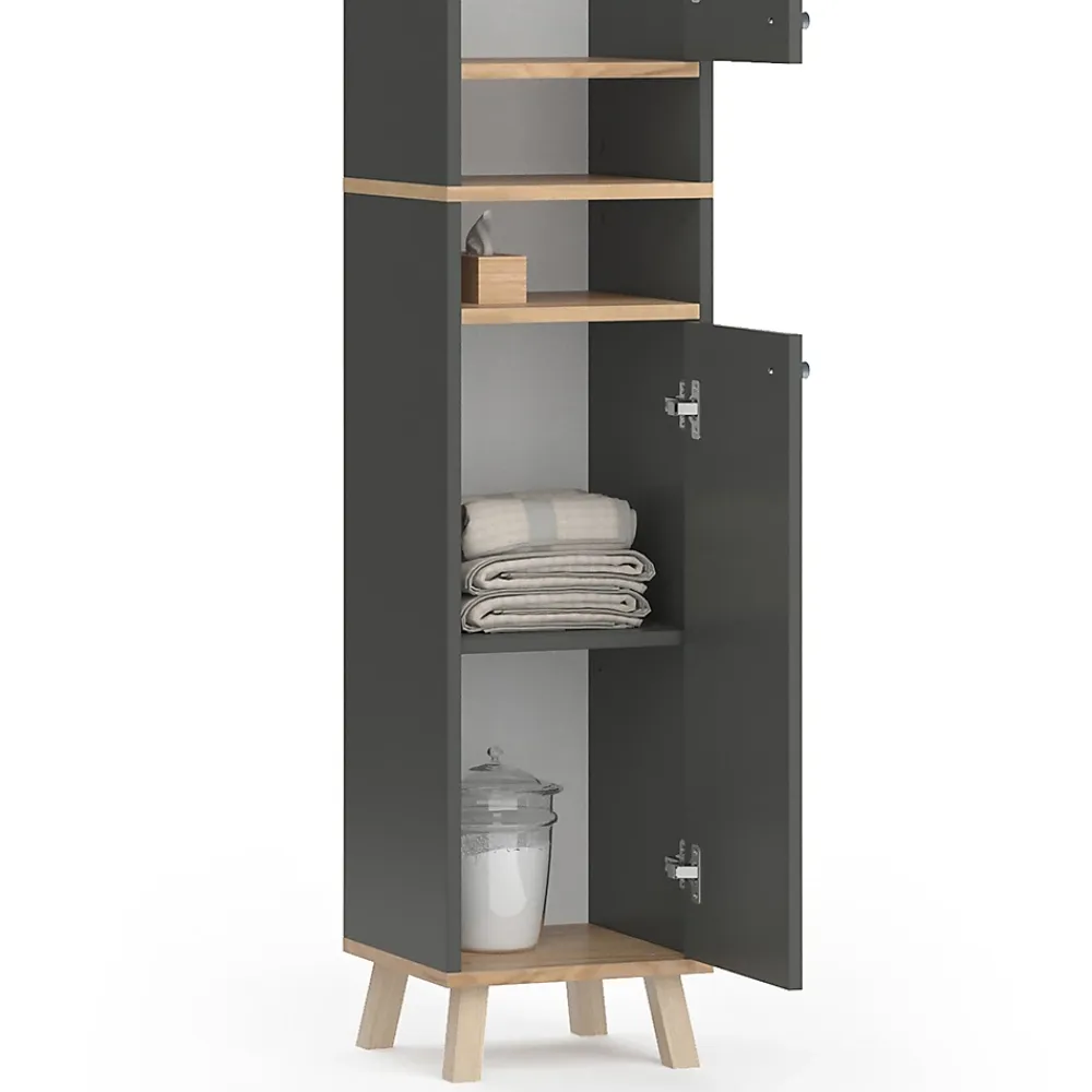 Colonne De Salle De Bains|Vicco Meuble de rangement de salle de bain Anthracite 30x174cm