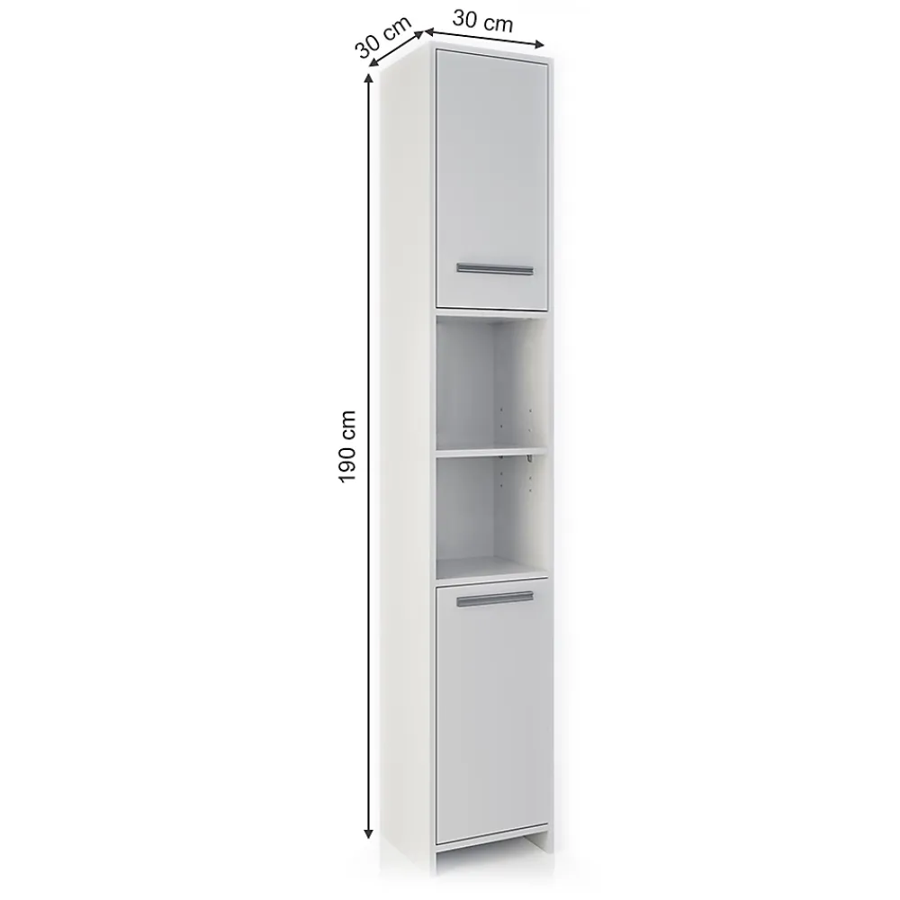 Vicco Meuble de rangement de salle de bain Blanc 30x190cm