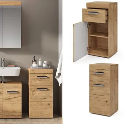 Armoire De Salle De Bains|Vicco Meuble de rangement de salle de bain Chêne Wotan 37x79cm