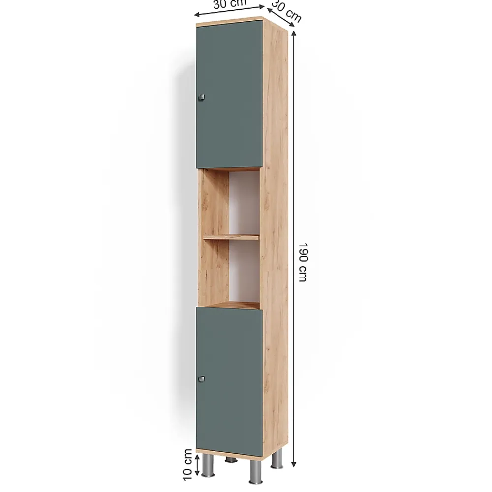Vicco Meuble de rangement de salle de bain Chêne de force doré 30x190cm
