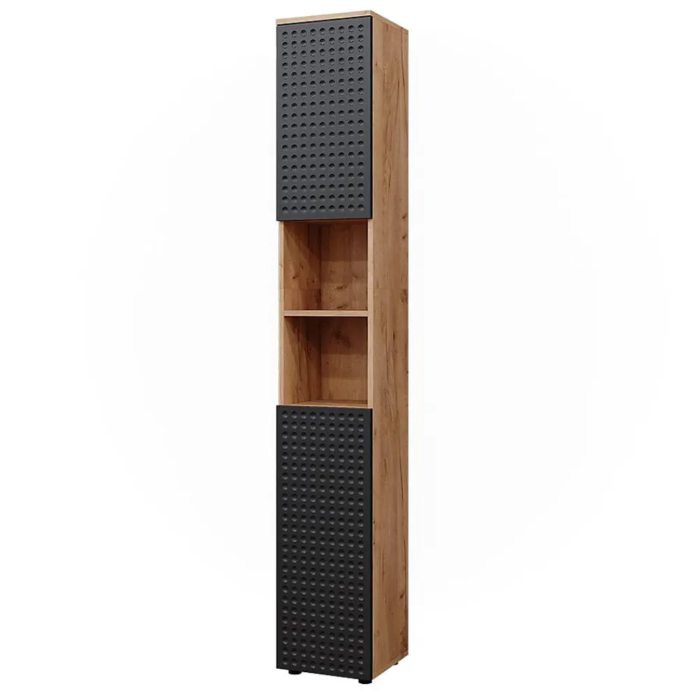 Colonne De Salle De Bains|Vicco Meuble de rangement de salle de bain Anthracite à pois 30x192cm