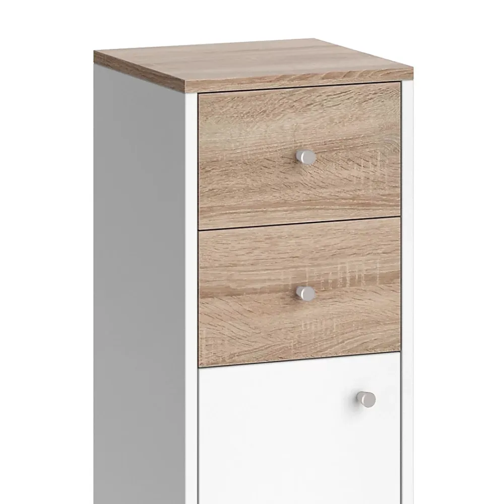 Vicco Meuble de rangement de salle de bain Blanc 30x95cm avec tiroirs