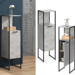 Armoire De Salle De Bains|Vicco Meuble de rangement de salle de bain Béton 33x120.4cm