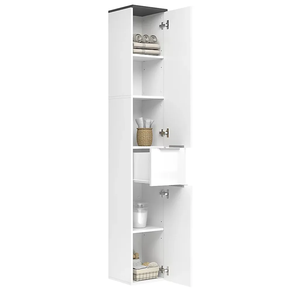 Colonne De Salle De Bains|Vicco Meuble de rangement de salle de bain Blanc Haute brillance 30x190cm
