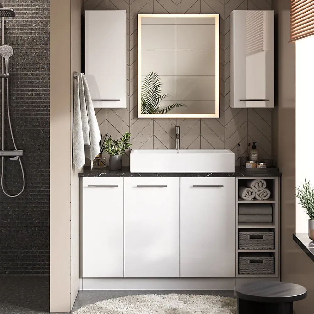 Armoire De Salle De Bains|Vicco Meuble de rangement de salle de bain Blanc 30x82cm sans PT