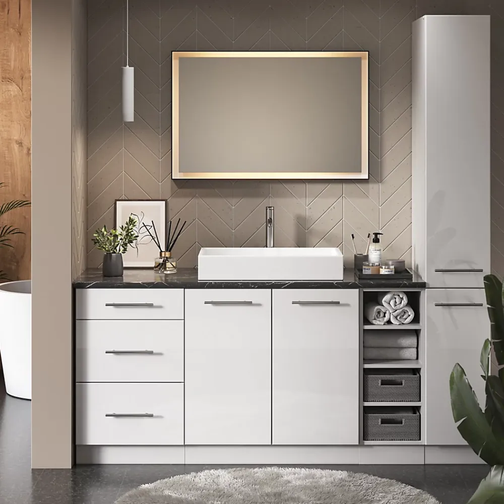 Armoire De Salle De Bains|Vicco Meuble de rangement de salle de bain Blanc 30x82cm sans PT