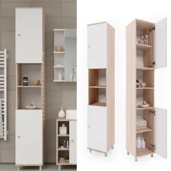 Colonne De Salle De Bains|Vicco Meuble de rangement de salle de bain Sonoma 30x190cm