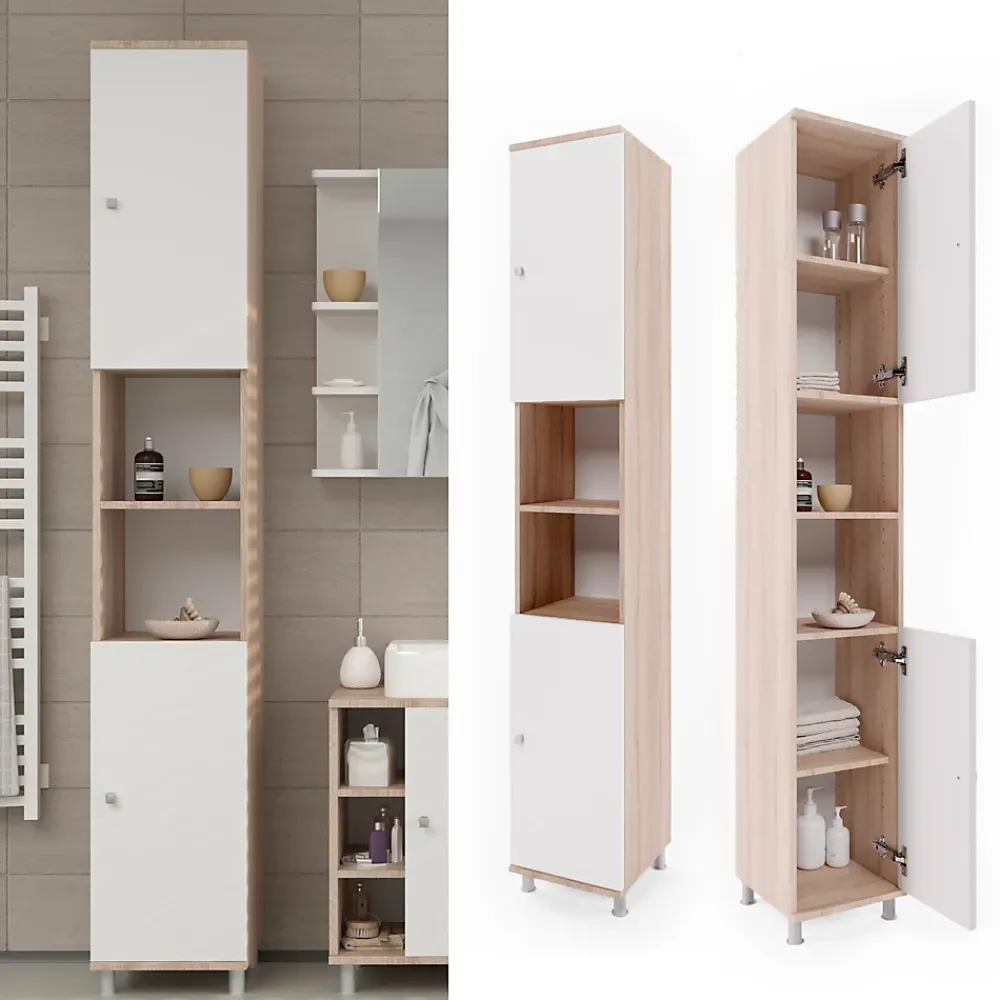 Colonne De Salle De Bains|Vicco Meuble de rangement de salle de bain Sonoma 30x190cm
