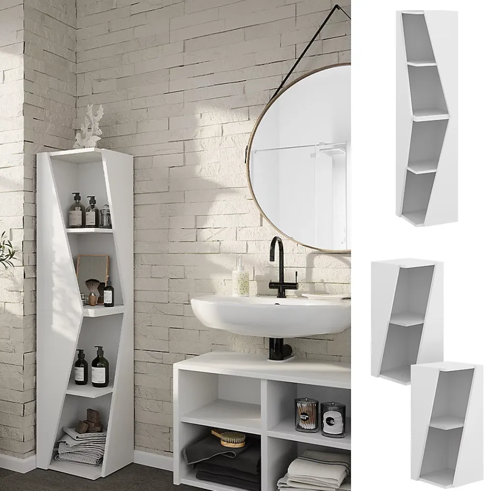 Colonne De Salle De Bains|Vicco Meuble salle de bain Blanc 31.6x70.5cm avec 3 étagères