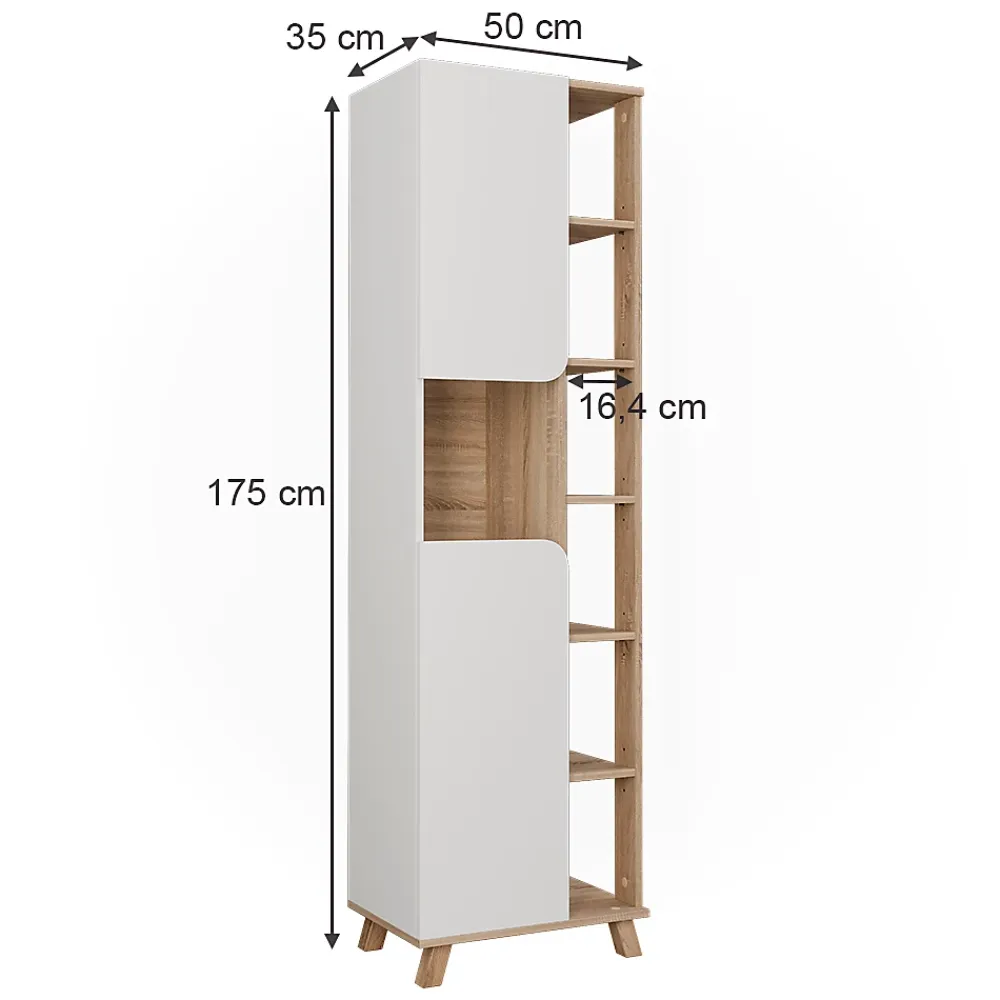 Vicco Meuble salle de bain Sonoma/blanc 50x175cm avec 2 portes