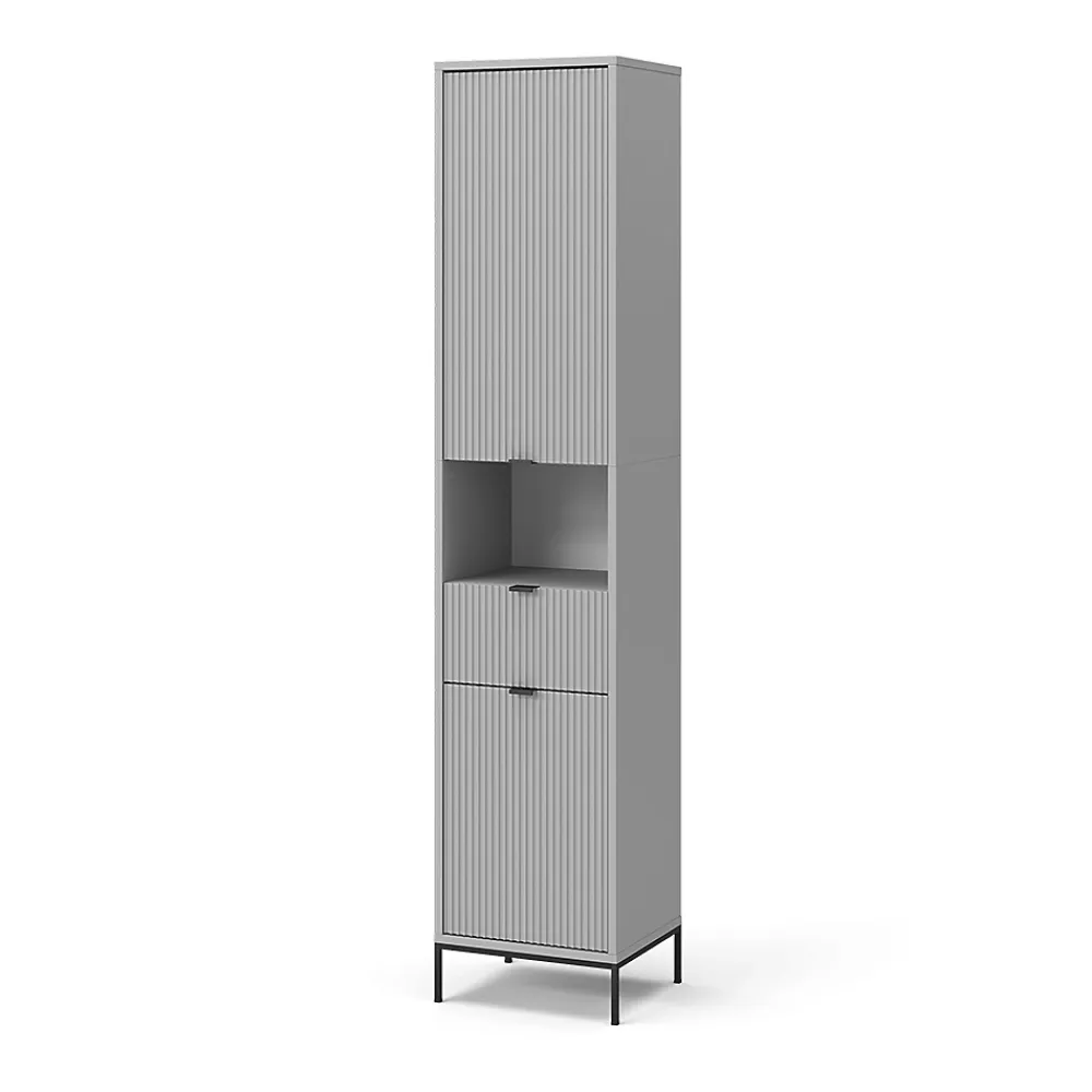 Vicco Meuble salle de bain Gris 40x190cm avec portes, et tiroir