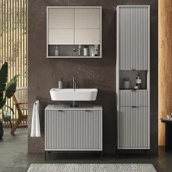 Vicco Meuble salle de bain Gris 40x190cm avec portes, et tiroir