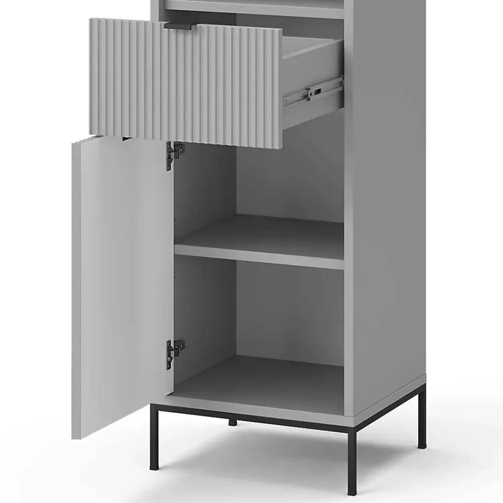 Vicco Meuble salle de bain Gris 40x190cm avec portes, et tiroir