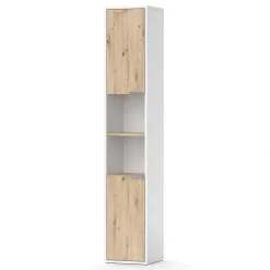Vicco Meuble salle de bain Blanc 30x165cm avec portes, et compartiments ouverts