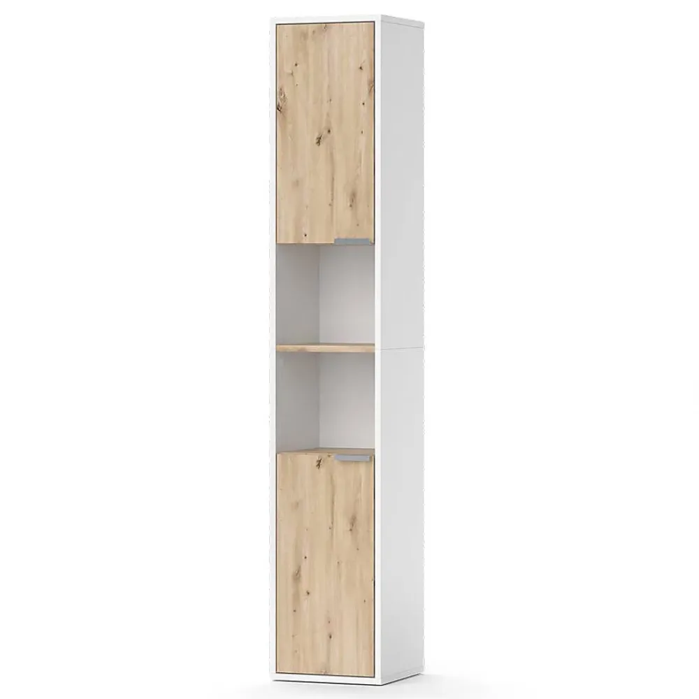 Vicco Meuble salle de bain Blanc 30x165cm avec portes, et compartiments ouverts