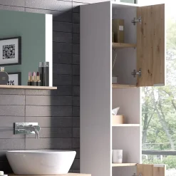 Vicco Meuble salle de bain Blanc 30x165cm avec portes, et compartiments ouverts