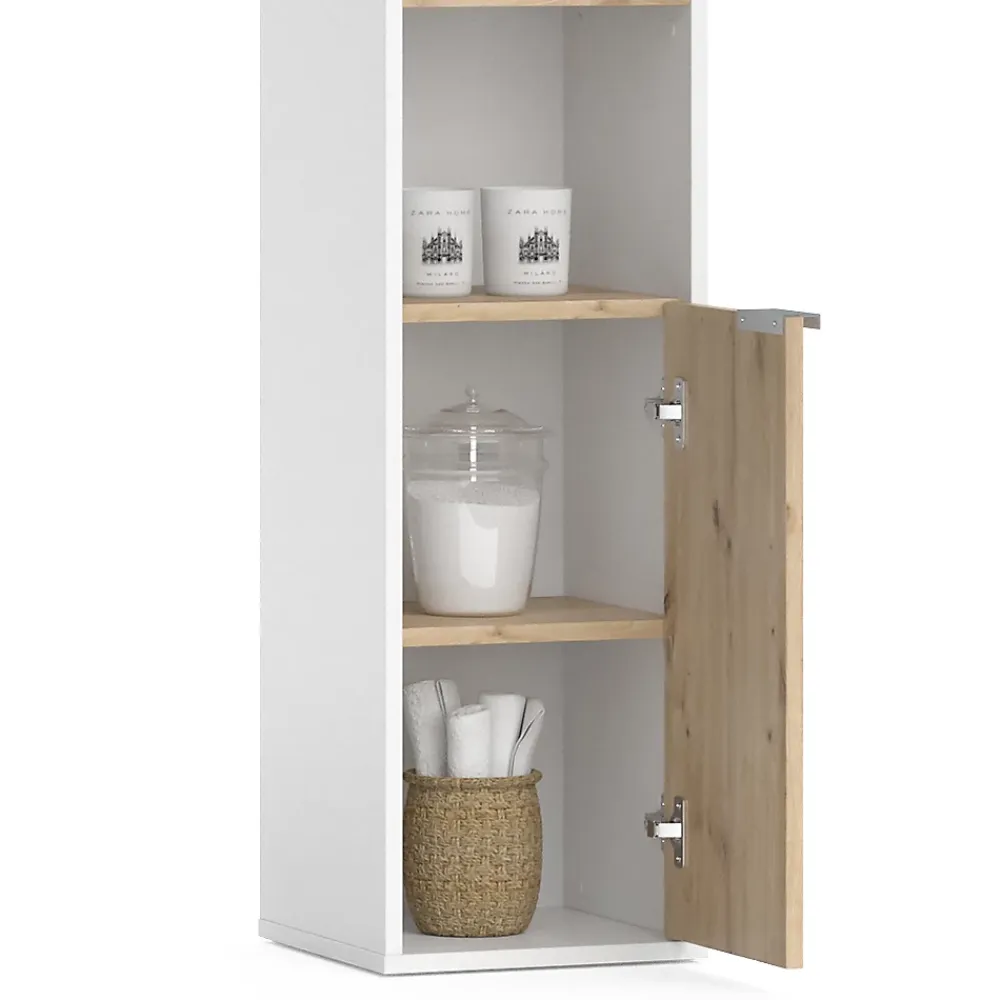 Vicco Meuble salle de bain Blanc 30x165cm avec portes, et compartiments ouverts