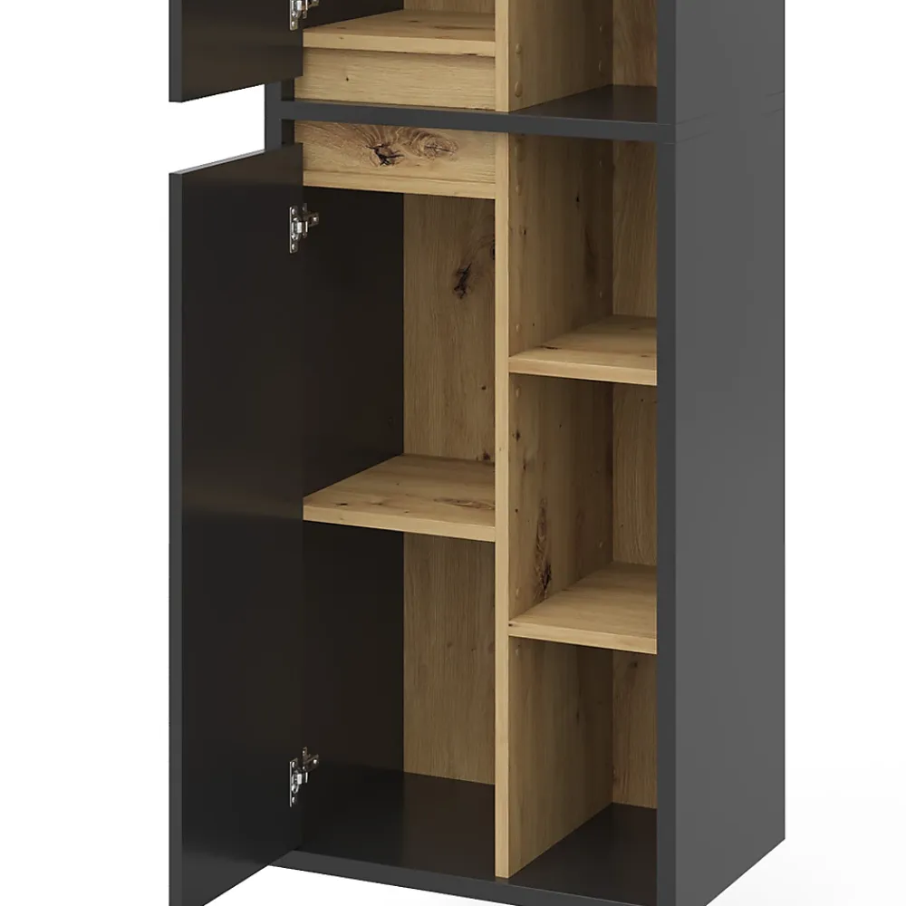 Colonne De Salle De Bains|Vicco Meuble salle de bain Anthracite 50x170cm avec portes, et compartiments ouverts