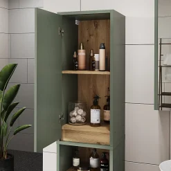 Colonne De Salle De Bains|Vicco Meuble salle de bain Vert/Artisan 38x170cm avec 2 portes