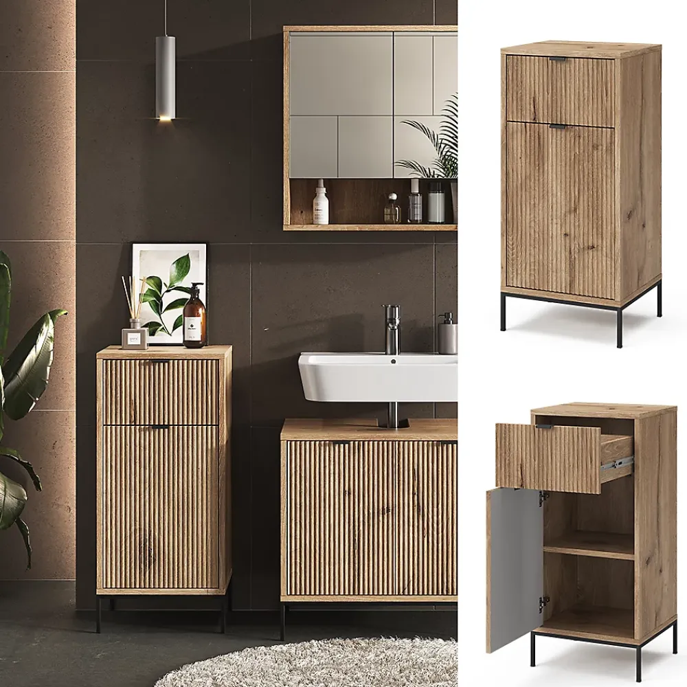Vicco Meuble salle de bain Chêne Viking 40x87cm avec porte et tiroir