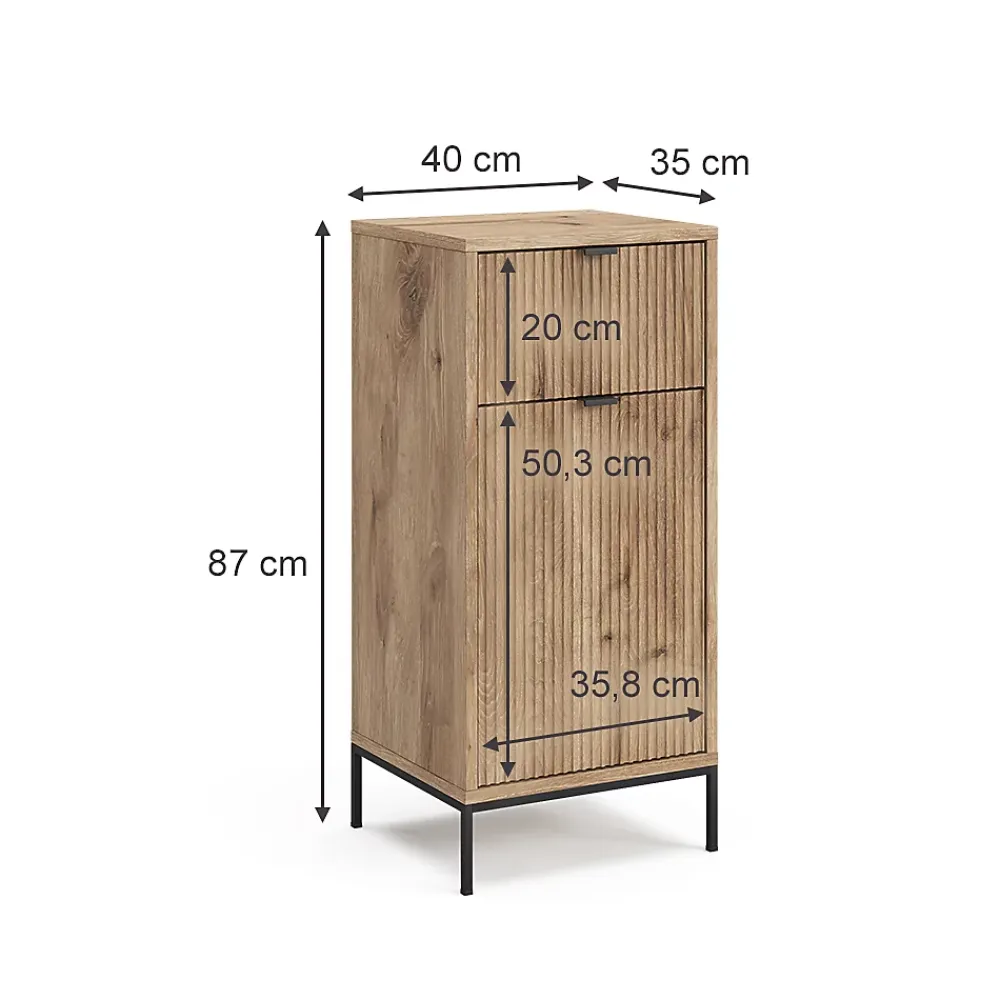 Vicco Meuble salle de bain Chêne Viking 40x87cm avec porte et tiroir
