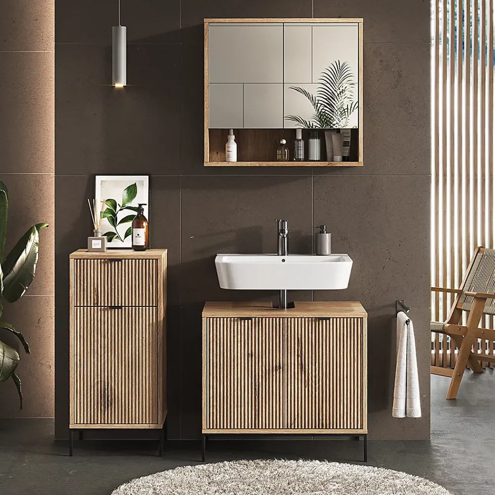 Vicco Meuble salle de bain Chêne Viking 40x87cm avec porte et tiroir