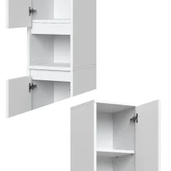 Colonne De Salle De Bains|Vicco Meuble salle de bain Blanc 30.2x191.5cm avec portes et compartiment ouvert