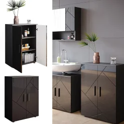 Armoire De Salle De Bains|Vicco Meuble salle de bain Anthracite Haute brillance 60x81cm