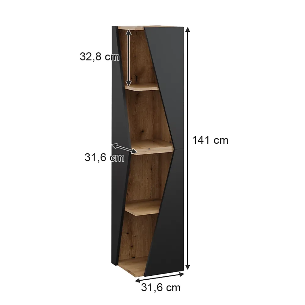 Vicco Meuble salle de bain Anthracite 31.6x70.5cm avec 3 étagères