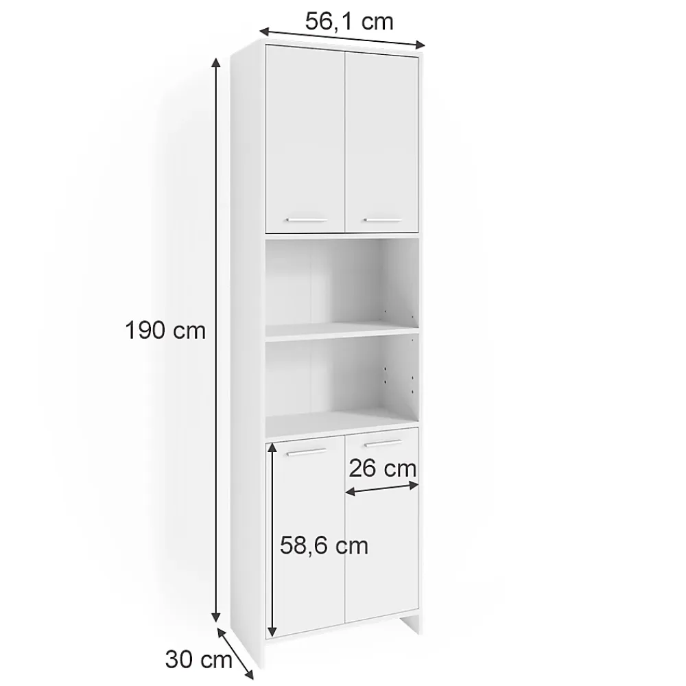 Vicco Meuble salle de bain Blanc 56.1x190cm Armoire de toilette