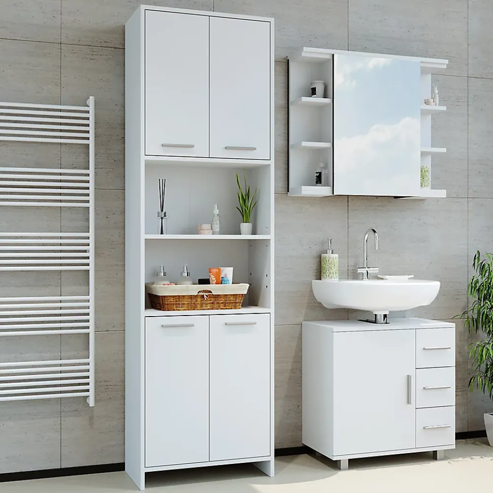 Vicco Meuble salle de bain Blanc 56.1x190cm Armoire de toilette