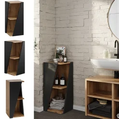 Armoire De Salle De Bains|Vicco Meuble salle de bain Anthracite 31.6x70.5cm avec étagères ouvertes