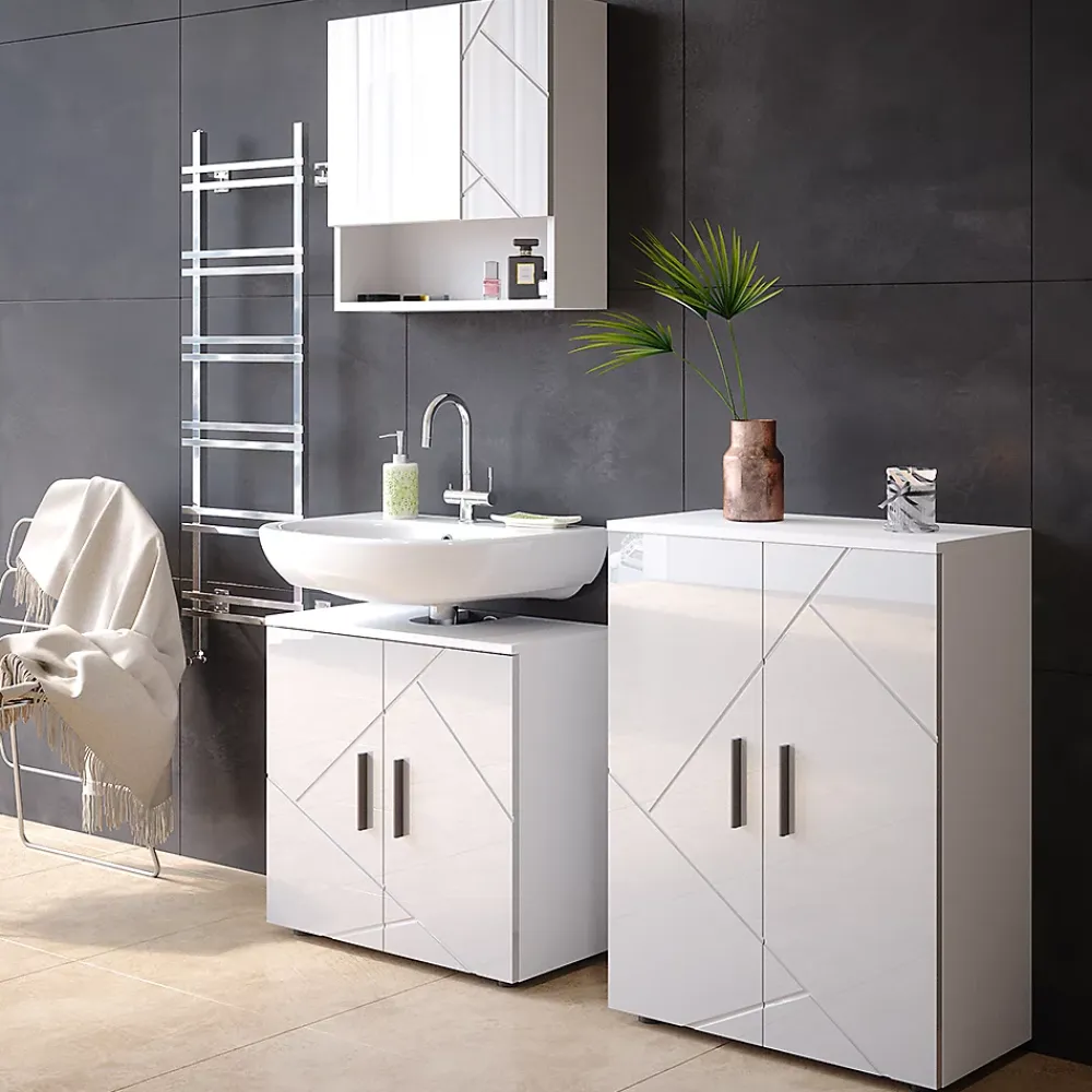 Vicco Meuble salle de bain Blanc Haute brillance 60x81cm