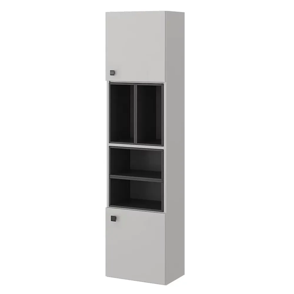 Vicco Meuble salle de bain Gris 37.5x150cm avec porte et compartiments ouverts