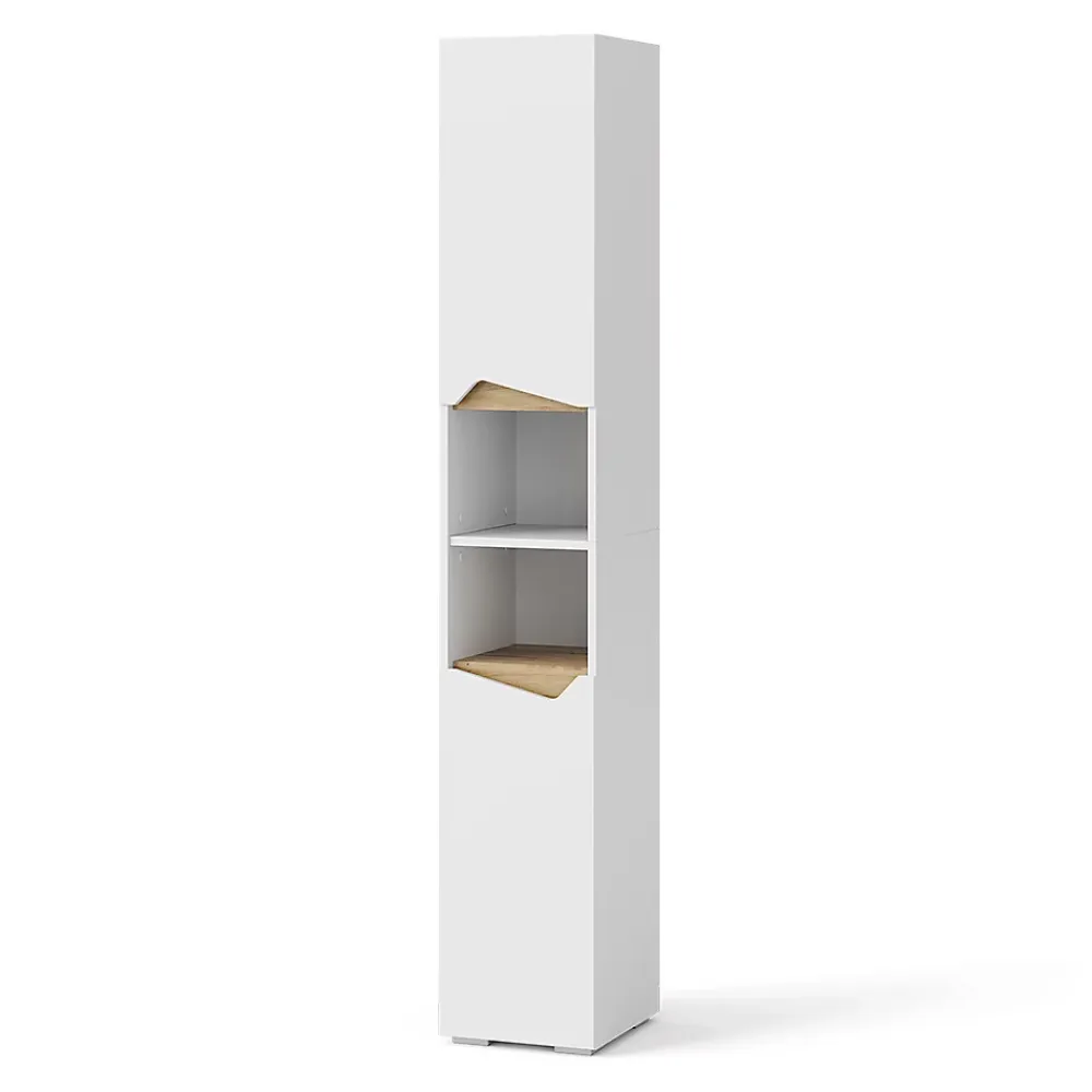 Vicco Meuble salle de bain Blanc 30x180cm avec portes, et compartiments ouverts