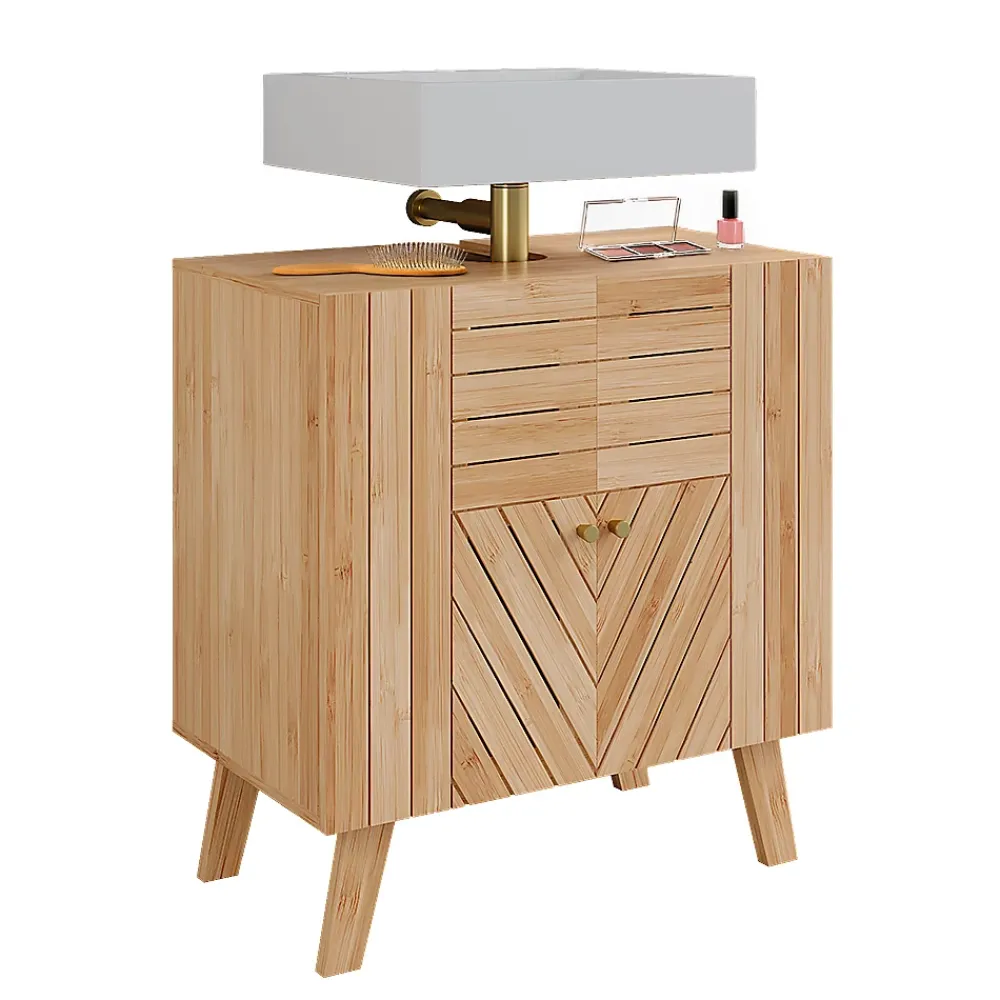 Vicco Meuble sous lavabo Bambou 60x65cm avec 2 portes