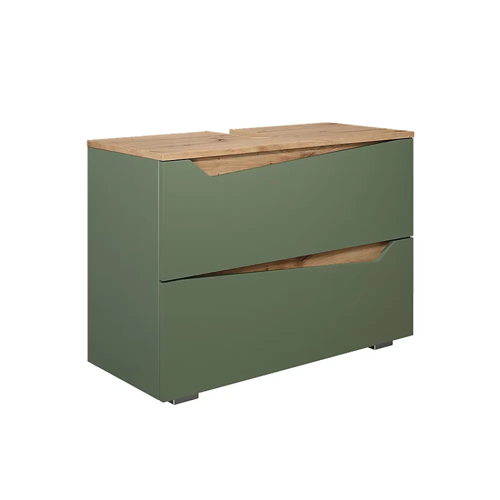 Vicco Meuble sous vasque simple Vert/Artisan 80x57.5cm avec 2 tiroirs