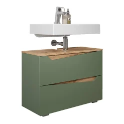 Vicco Meuble sous vasque simple Vert/Artisan 80x57.5cm avec 2 tiroirs