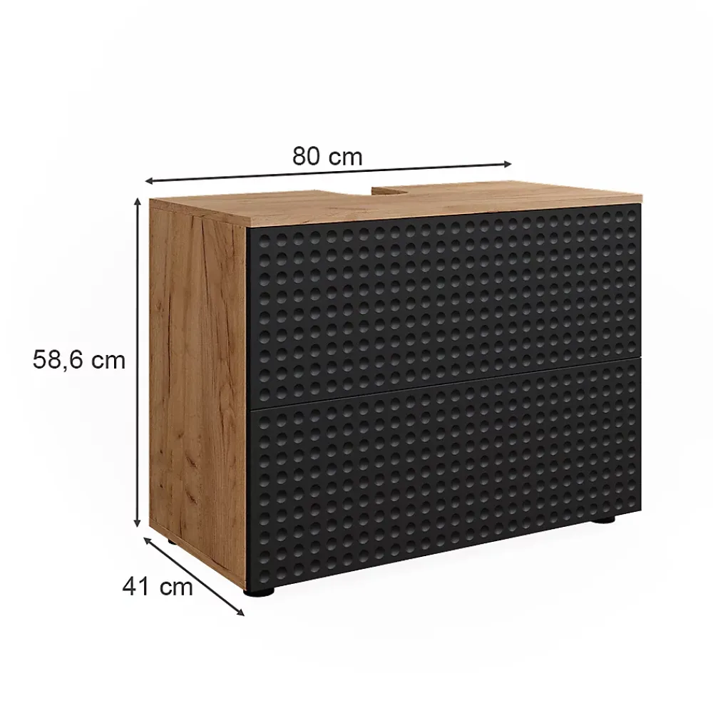 Meuble Vasque|Vicco Meuble sous vasque simple Anthracite à pois 41cm avec 2 tiroirs