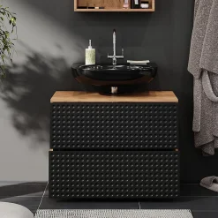 Meuble Vasque|Vicco Meuble sous vasque simple Anthracite à pois 41cm avec 2 tiroirs