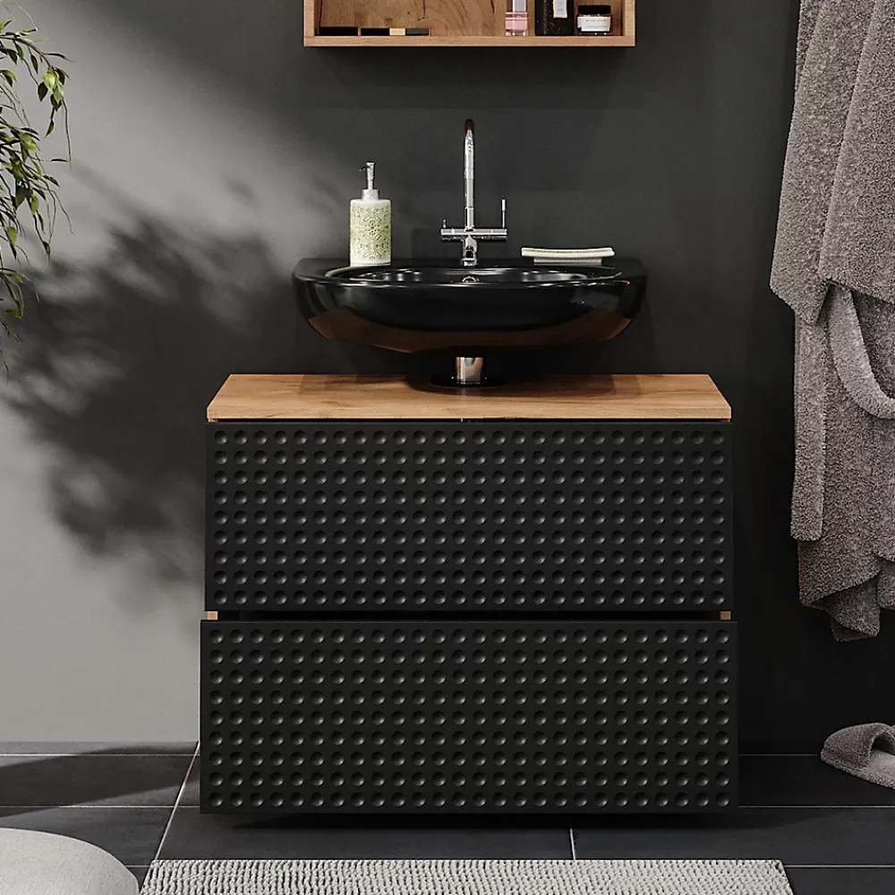 Meuble Vasque|Vicco Meuble sous vasque simple Anthracite à pois 41cm avec 2 tiroirs