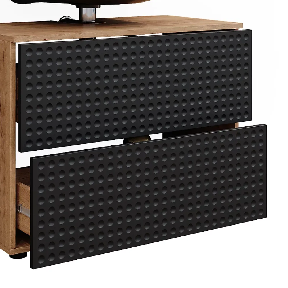 Meuble Vasque|Vicco Meuble sous vasque simple Anthracite à pois 41cm avec 2 tiroirs