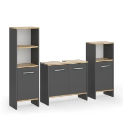 Vicco Meubles bain Anthracite/chêne doré 3 pièces