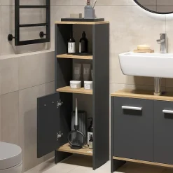 Vicco Meubles bain Anthracite/chêne doré 3 pièces