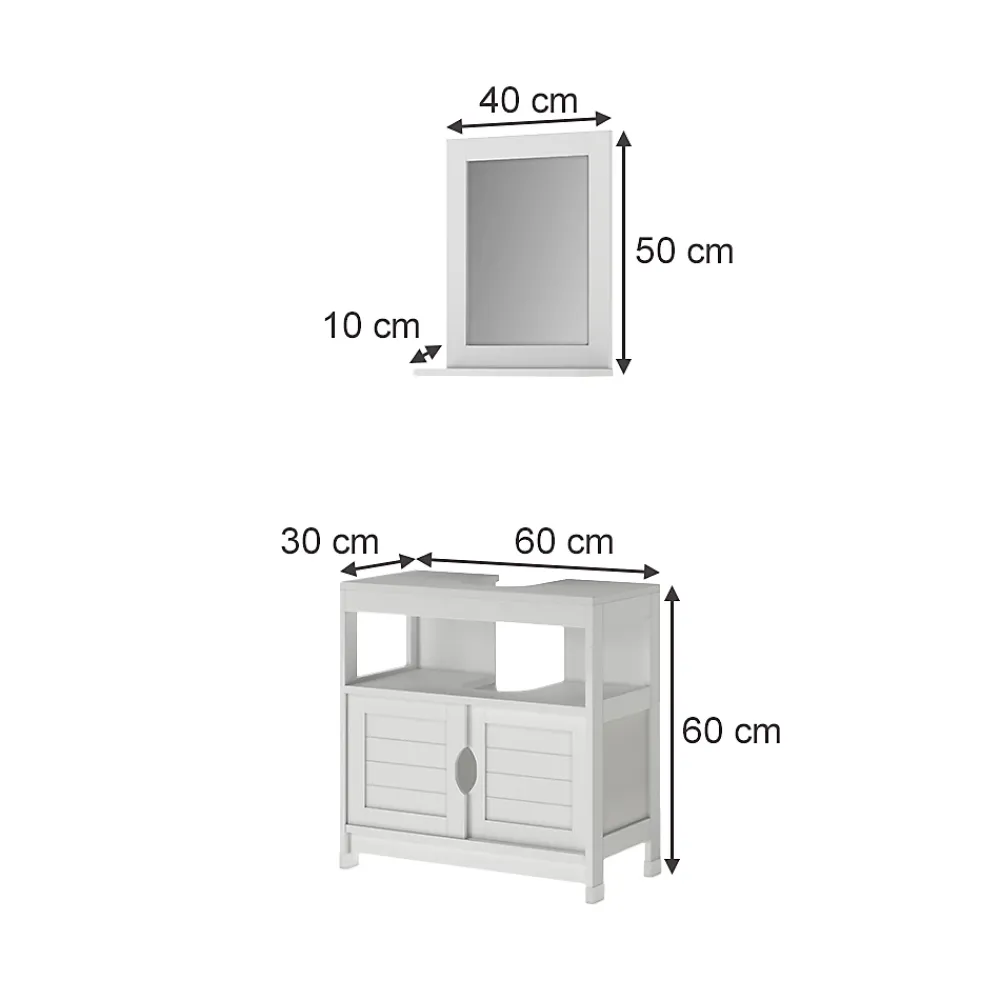 Ensemble Meuble De Salle De Bains|Vicco Meubles bain Blanc 2 pièces