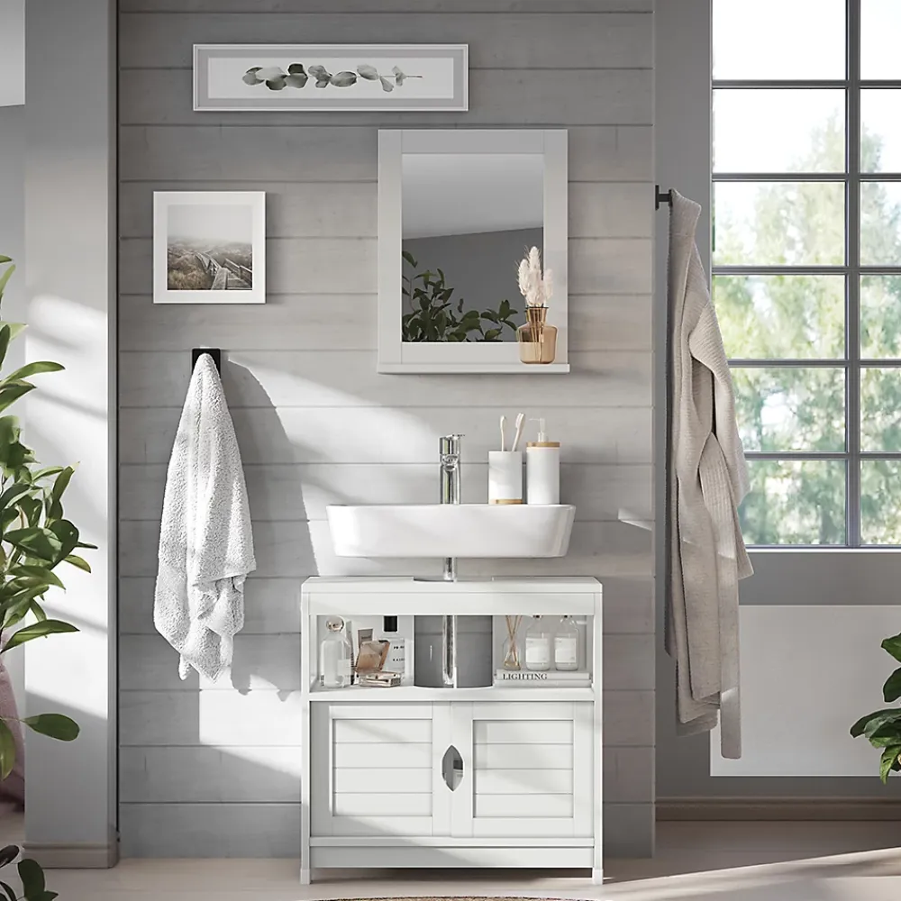 Ensemble Meuble De Salle De Bains|Vicco Meubles bain Blanc 2 pièces