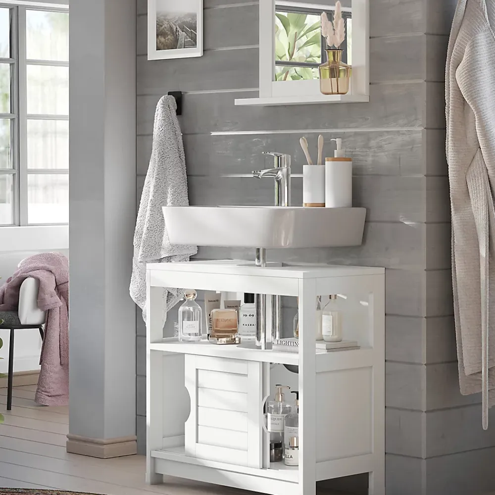 Ensemble Meuble De Salle De Bains|Vicco Meubles bain Blanc 2 pièces