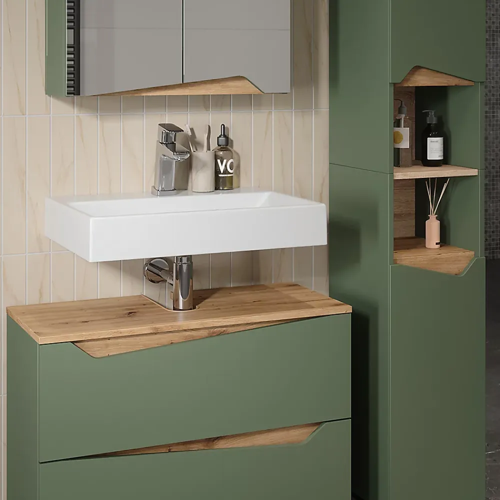 Vicco Meubles bain Vert/Artisan 3 parties avec meuble haut